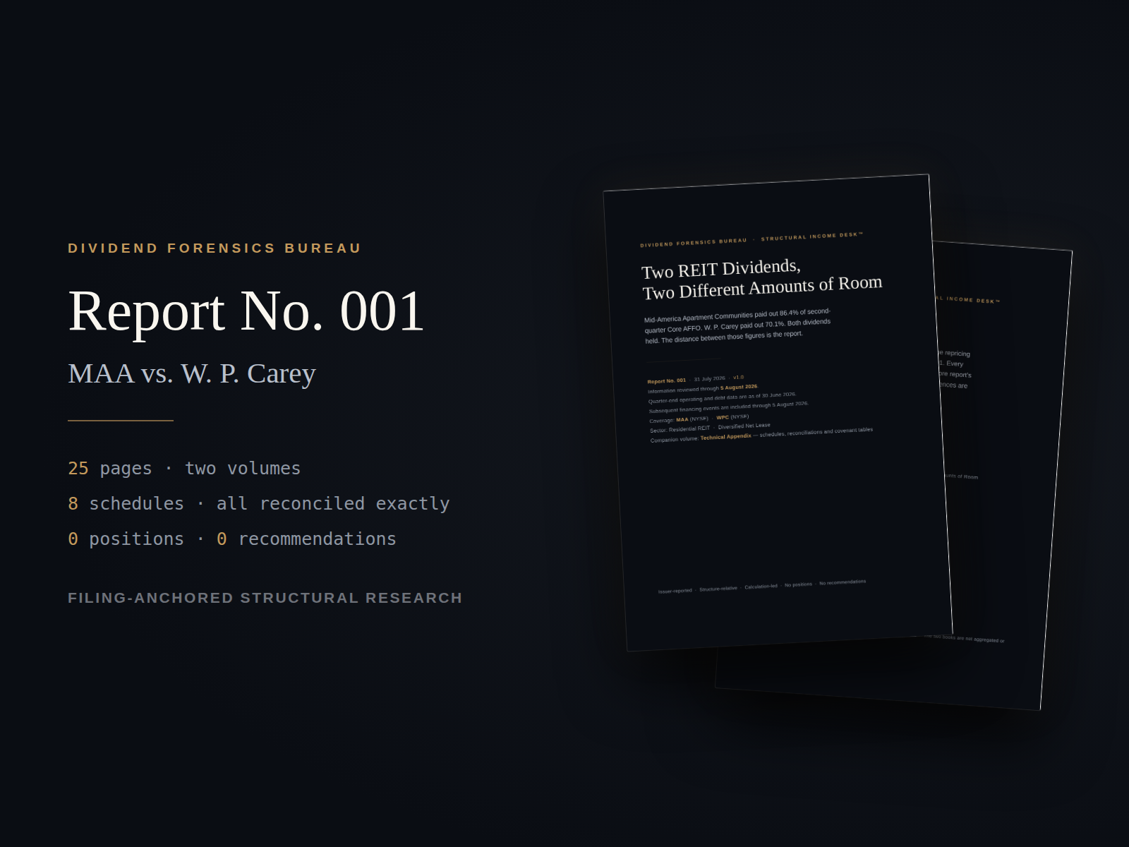 Report No. 001 — MAA vs. W. P. Carey, core report and technical appendix